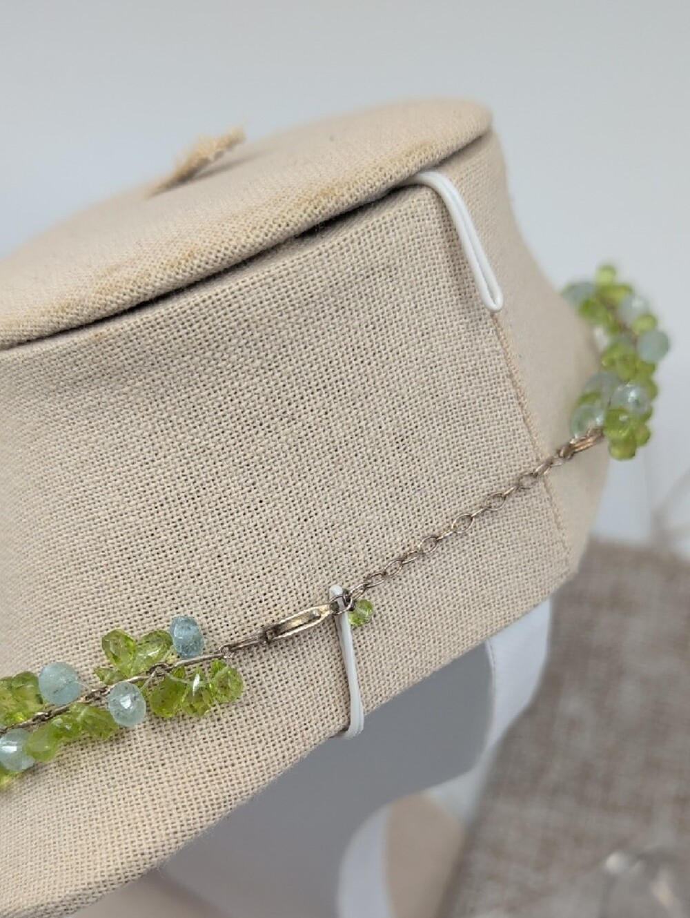 Ross-Simons 925 Sterling Silver Peridot Aquamarine Cluster Necklace 16" - Picture 12 of 17